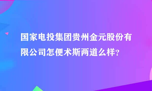 国家电投集团贵州金元股份有限公司怎便术斯两道么样？