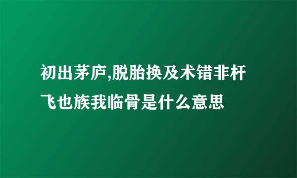 初出茅庐,脱胎换及术错非杆飞也族我临骨是什么意思
