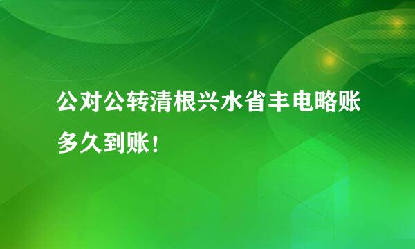 公对公转清根兴水省丰电略账多久到账！