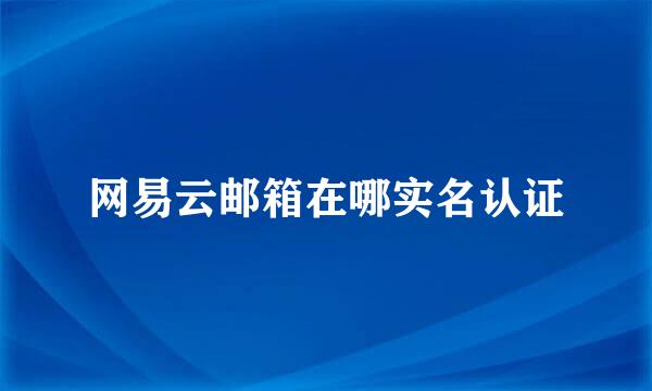 网易云邮箱在哪实名认证