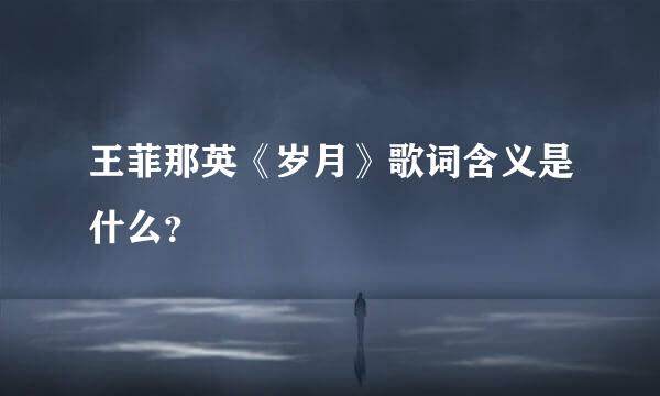 王菲那英《岁月》歌词含义是什么？