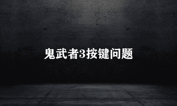 鬼武者3按键问题