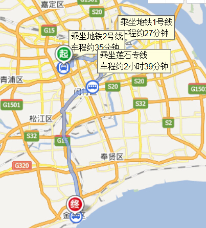 崧泽大道333号到金山区地图