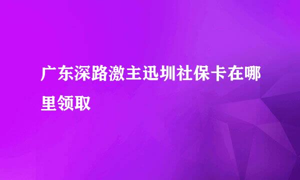 广东深路激主迅圳社保卡在哪里领取
