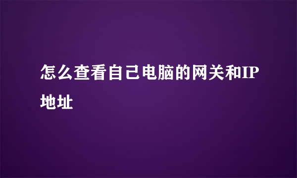 怎么查看自己电脑的网关和IP地址