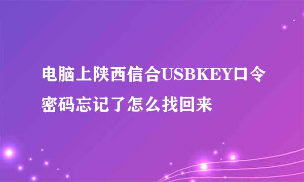 电脑上陕西信合USBKEY口令密码忘记了怎么找回来