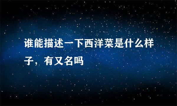 谁能描述一下西洋菜是什么样子，有又名吗