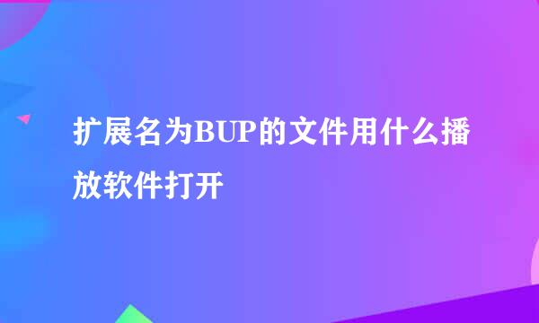 扩展名为BUP的文件用什么播放软件打开