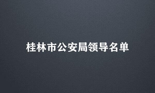 桂林市公安局领导名单