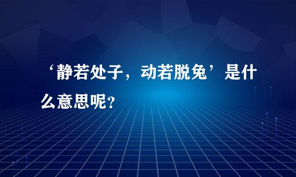 ‘静若处子，动若脱兔’是什么意思呢？