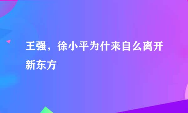 王强，徐小平为什来自么离开新东方
