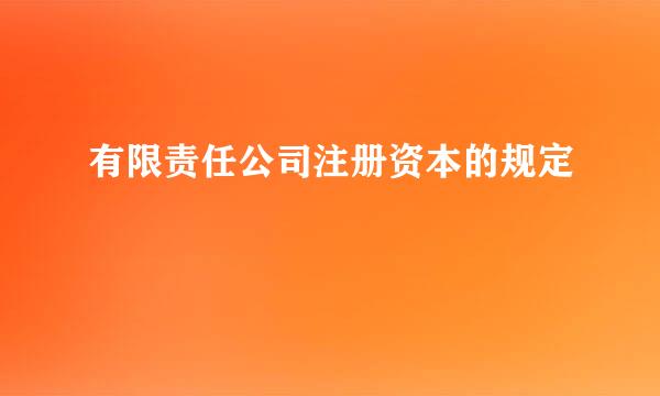 有限责任公司注册资本的规定