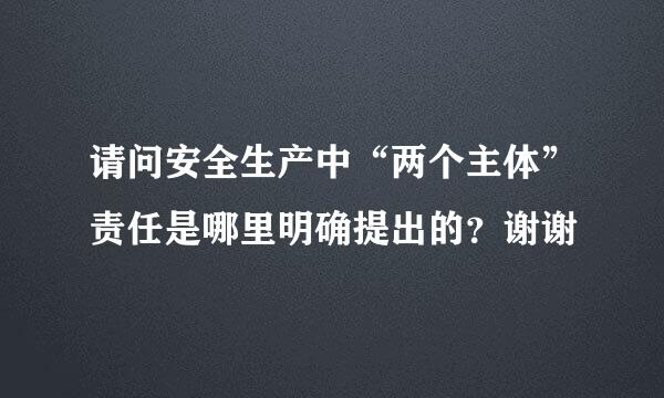 请问安全生产中“两个主体”责任是哪里明确提出的？谢谢