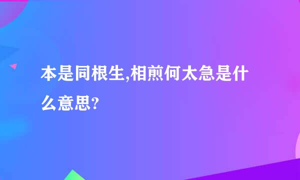 本是同根生,相煎何太急是什么意思?