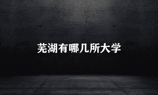 芜湖有哪几所大学