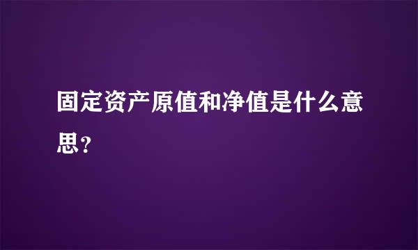 固定资产原值和净值是什么意思？