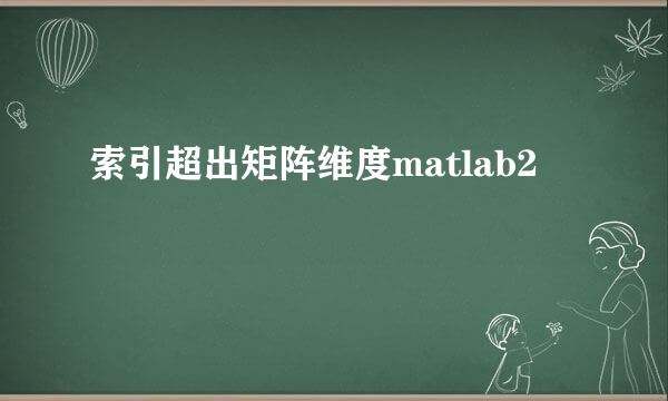 索引超出矩阵维度matlab2