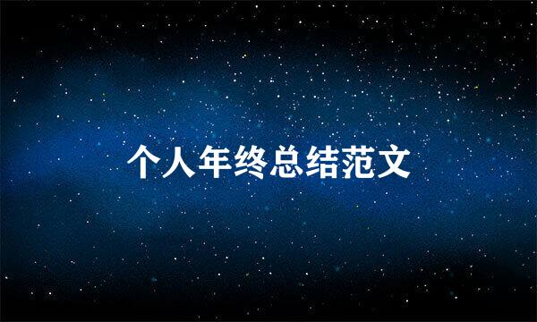 个人年终总结范文