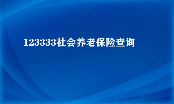 123333社会养老保险查询