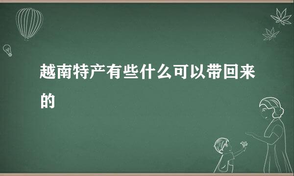 越南特产有些什么可以带回来的