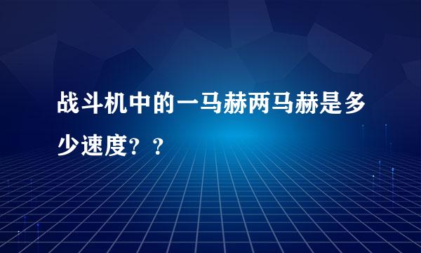 战斗机中的一马赫两马赫是多少速度？？