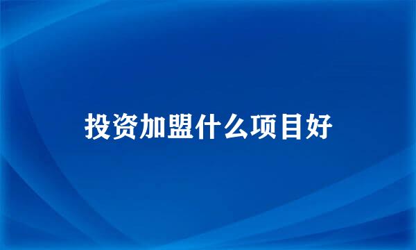 投资加盟什么项目好