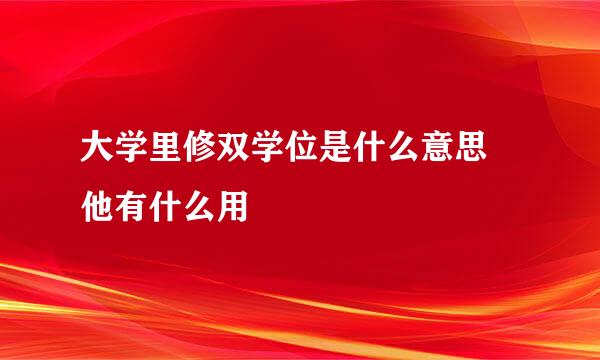 大学里修双学位是什么意思 他有什么用