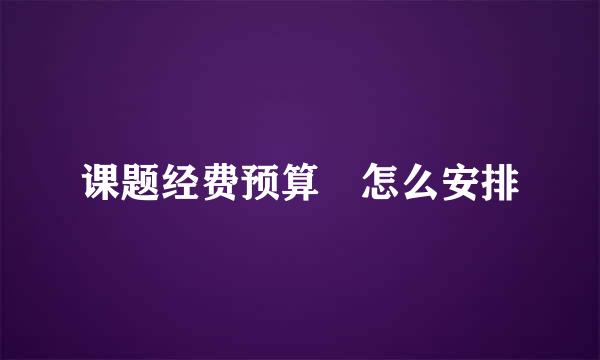 课题经费预算 怎么安排
