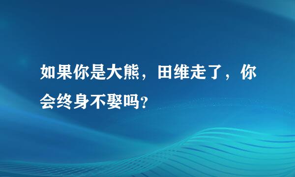 如果你是大熊，田维走了，你会终身不娶吗？