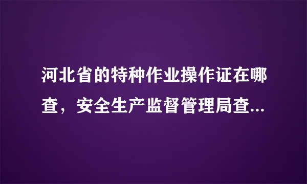 河北省的特种作业操作证在哪查，安全生产监督管理局查不到咋办