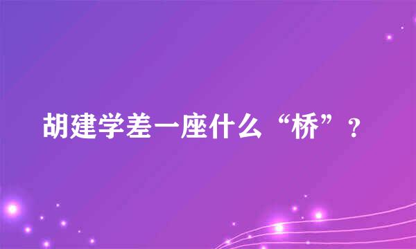 胡建学差一座什么“桥”？