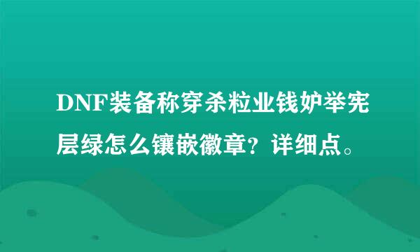 DNF装备称穿杀粒业钱妒举宪层绿怎么镶嵌徽章？详细点。