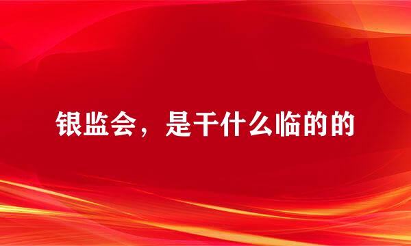 银监会，是干什么临的的