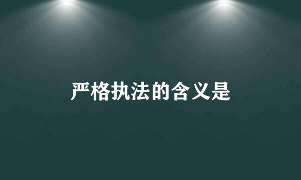 严格执法的含义是