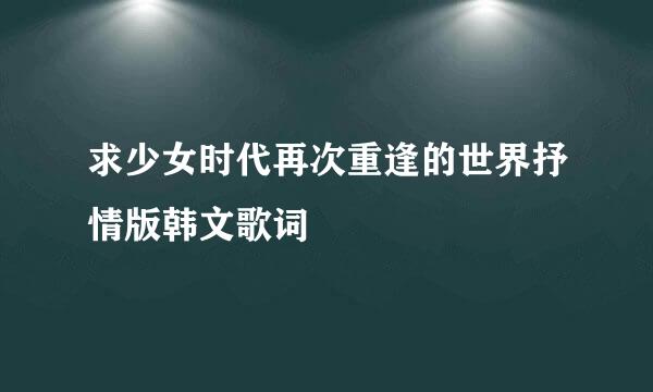求少女时代再次重逢的世界抒情版韩文歌词
