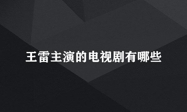 王雷主演的电视剧有哪些