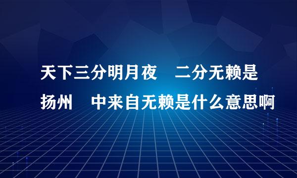 天下三分明月夜 二分无赖是扬州 中来自无赖是什么意思啊