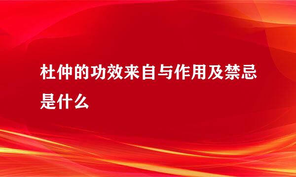 杜仲的功效来自与作用及禁忌是什么