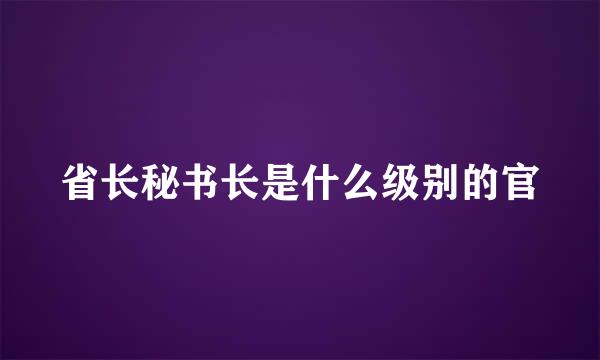 省长秘书长是什么级别的官