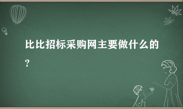 比比招标采购网主要做什么的？