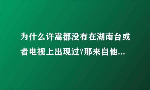 为什么许嵩都没有在湖南台或者电视上出现过?那来自他怎么出名的?