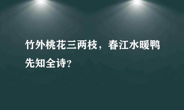 竹外桃花三两枝，春江水暖鸭先知全诗？