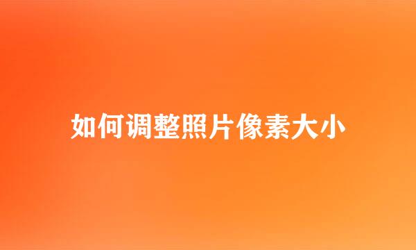 如何调整照片像素大小
