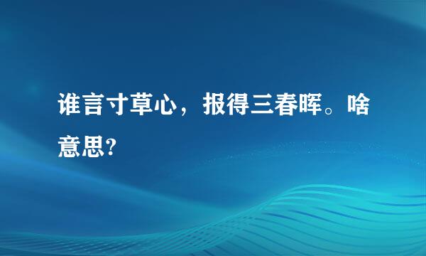 谁言寸草心，报得三春晖。啥意思?