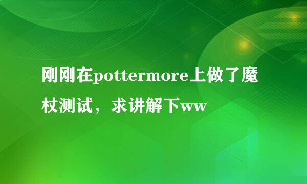 刚刚在pottermore上做了魔杖测试，求讲解下ww