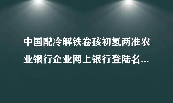 中国配冷解铁卷孩初氢两准农业银行企业网上银行登陆名称是什么