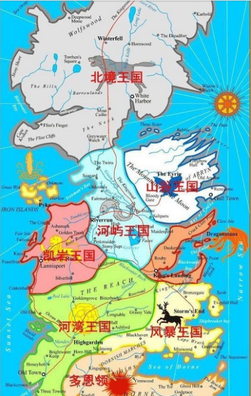 权利的游戏，他的地图是怎么样的，个个城的分布