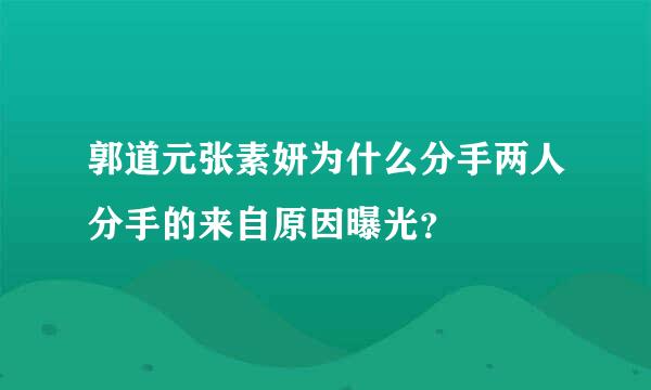 郭道元张素妍为什么分手两人分手的来自原因曝光？
