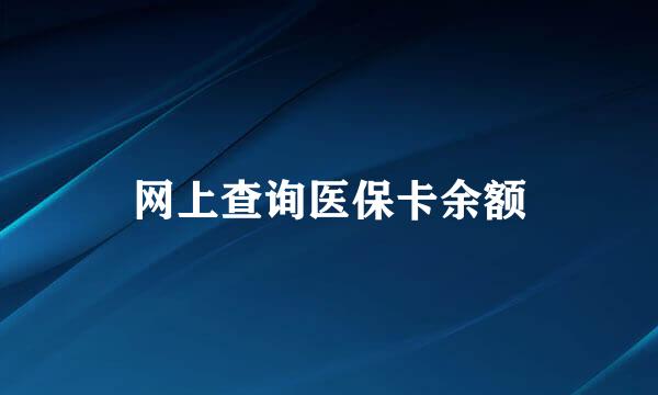 网上查询医保卡余额