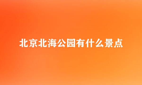 北京北海公园有什么景点